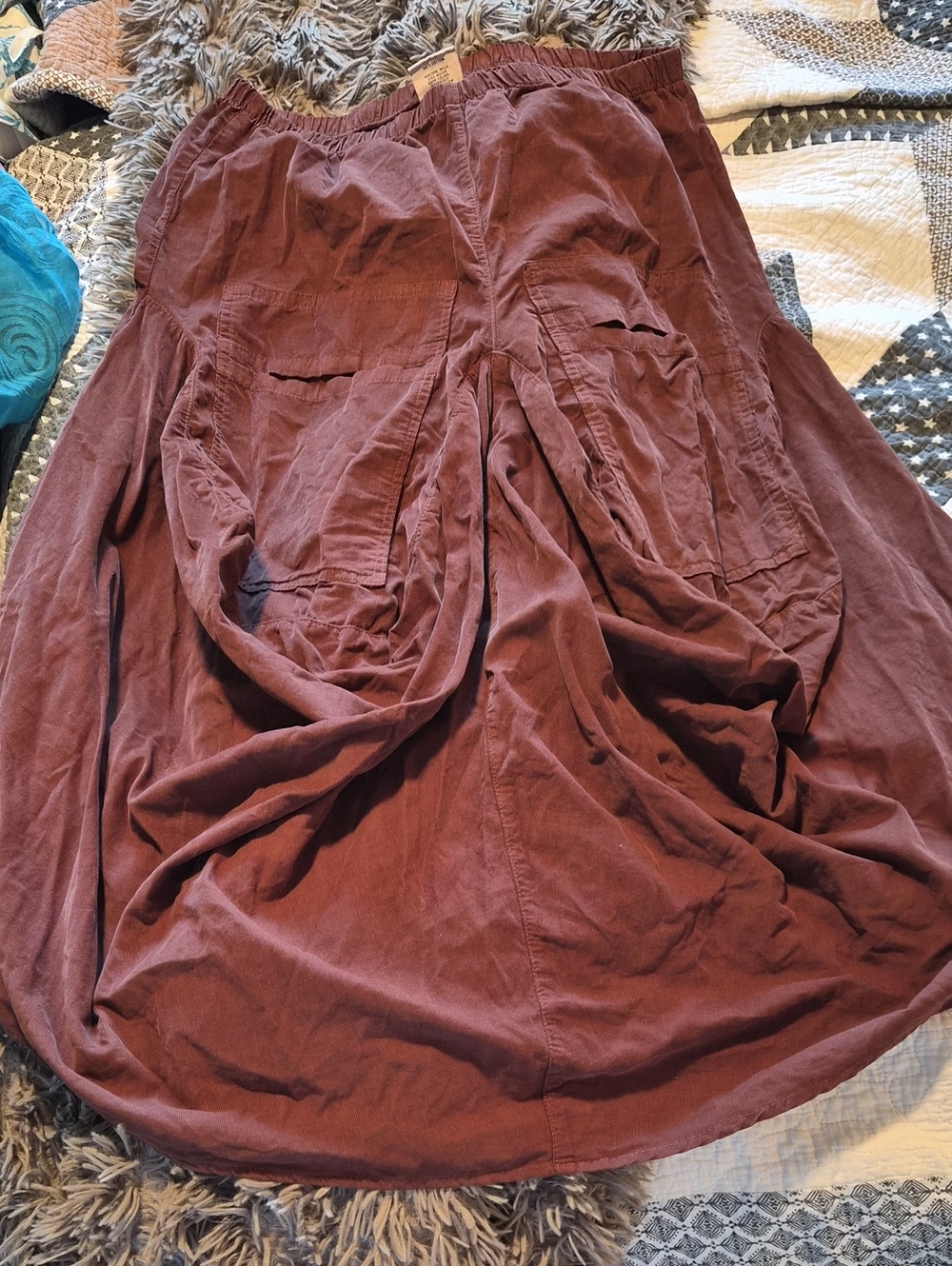 Color Me Cotton Mauve/Rust-Toned Corduroy Skirt